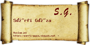 Sárfi Géza névjegykártya
